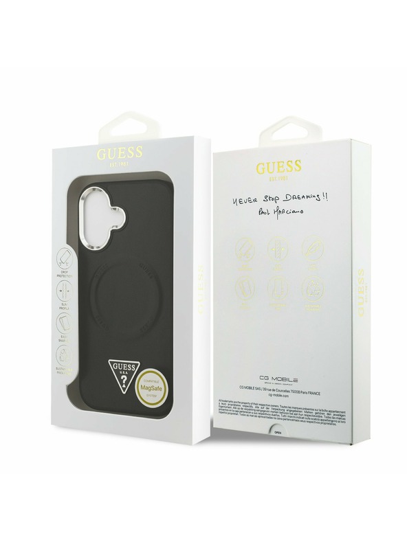 Guess Guess PU Leather Triangle Logo MagSafe Stražnji Poklopac za iPhone 17 Black