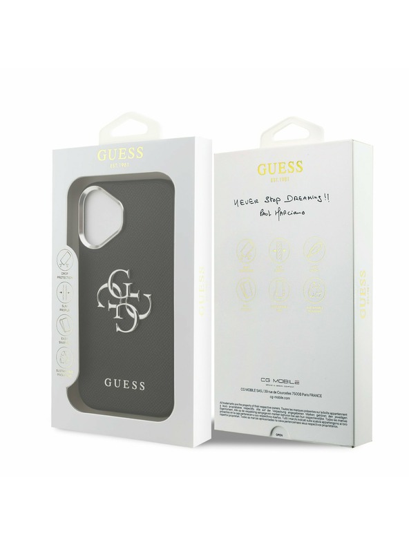 Guess Guess PU Grained 4G Metal Logo Stražnji Poklopac za iPhone 17 Black