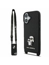 Karl Lagerfeld Karl Lagerfeld Saffiano Crossbody Remen Metal Karl and Choupette Stražnji Poklopac za iPhone 17 Black