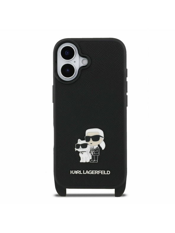 Karl Lagerfeld Karl Lagerfeld Saffiano Crossbody Remen Metal Karl and Choupette Stražnji Poklopac za iPhone 17 Black
