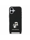 Karl Lagerfeld Karl Lagerfeld Saffiano Crossbody Remen Metal Karl and Choupette Stražnji Poklopac za iPhone 17 Black