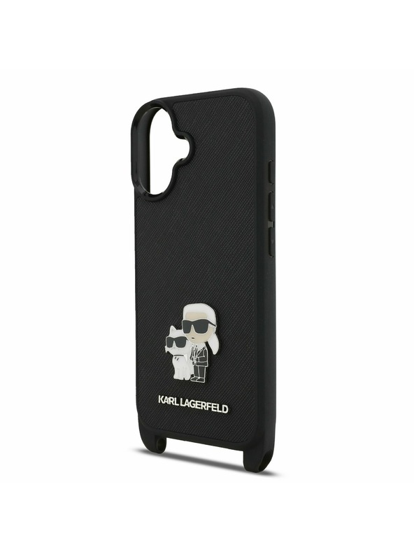 Karl Lagerfeld Karl Lagerfeld Saffiano Crossbody Remen Metal Karl and Choupette Stražnji Poklopac za iPhone 17 Black