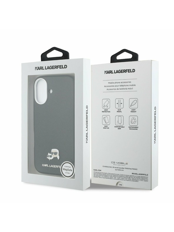 Karl Lagerfeld Karl Lagerfeld PU Karl and Choupette Heads Pins MagSafe Stražnji Poklopac za iPhone 17 Black