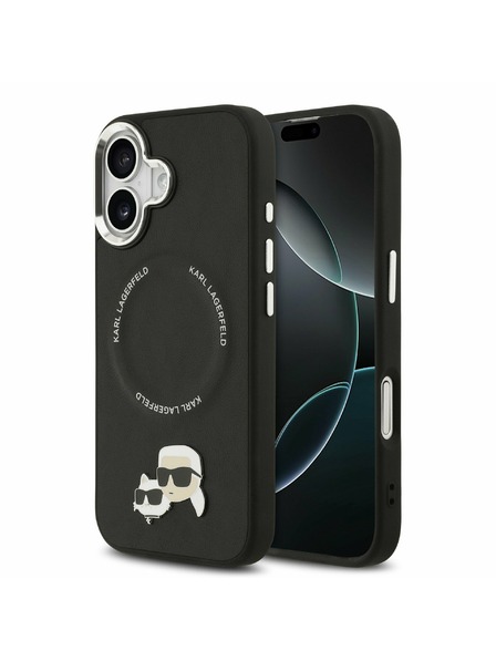 Karl Lagerfeld Karl Lagerfeld PU Karl and Choupette Heads Pins MagSafe Stražnji Poklopac za iPhone 17 Black