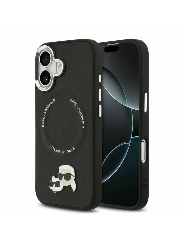 Karl Lagerfeld Karl Lagerfeld PU Karl and Choupette Heads Pins MagSafe Stražnji Poklopac za iPhone 17 Black