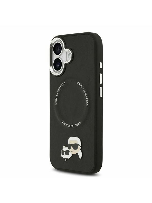 Karl Lagerfeld Karl Lagerfeld PU Karl and Choupette Heads Pins MagSafe Stražnji Poklopac za iPhone 17 Black