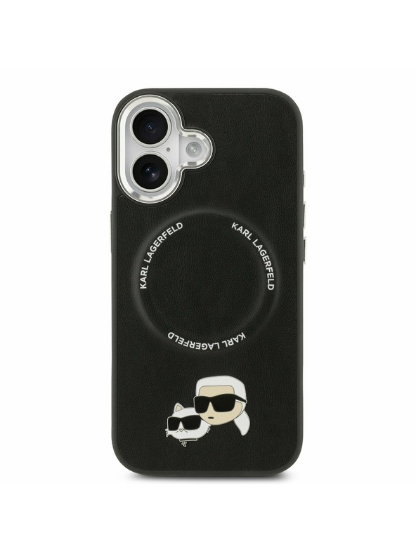 Karl Lagerfeld Karl Lagerfeld PU Karl and Choupette Heads Pins MagSafe Stražnji Poklopac za iPhone 17 Black
