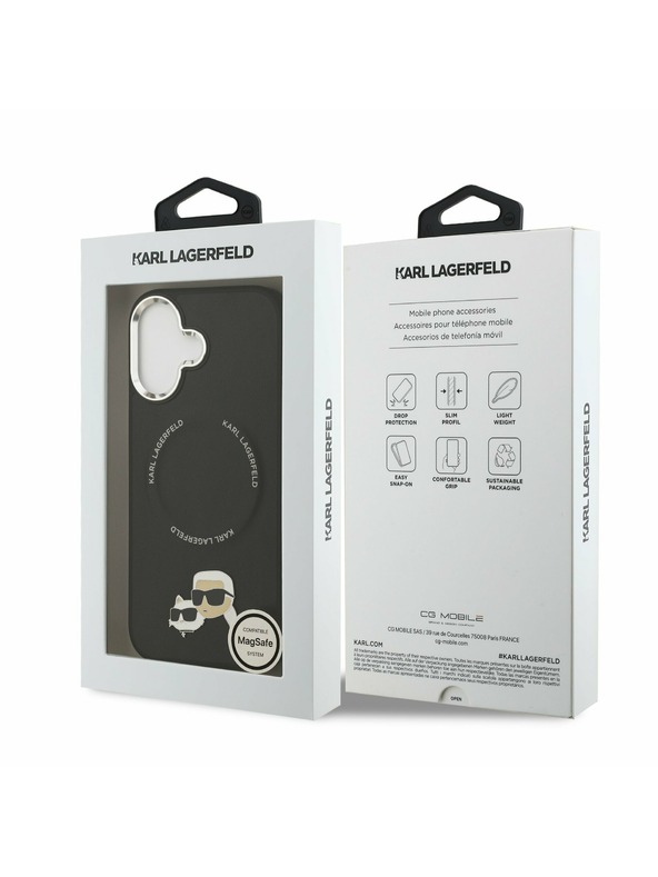 Karl Lagerfeld Karl Lagerfeld PU Karl and Choupette Heads Pins MagSafe Stražnji Poklopac za iPhone 17 Black