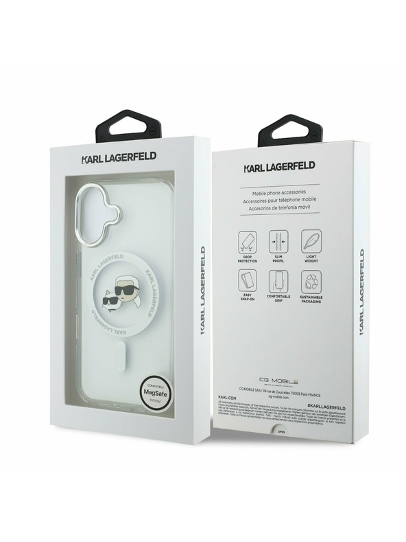 Karl Lagerfeld Karl Lagerfeld IML K&CH Heads Metal Frame MagSafe Stražnji Poklopac za iPhone 17 Transparent