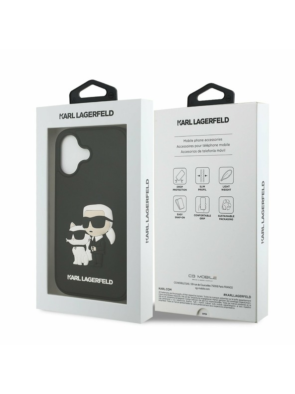 Karl Lagerfeld Karl Lagerfeld 3D Rubber Karl and Choupette Stražnji Poklopac za iPhone 17 Black