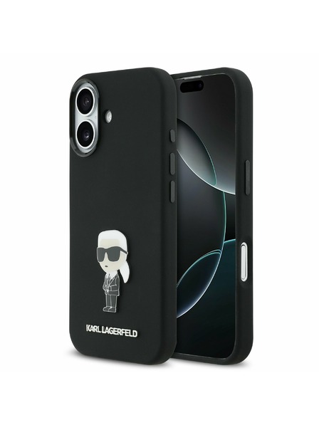 Karl Lagerfeld Karl Lagerfeld Liquid Silicone Metal Ikonik Stražnji Poklopac za iPhone 17 Black