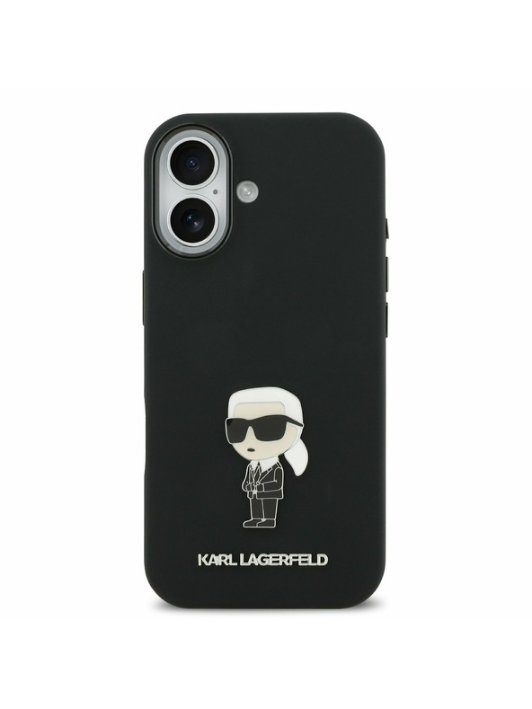 Karl Lagerfeld Karl Lagerfeld Liquid Silicone Metal Ikonik Stražnji Poklopac za iPhone 17 Black