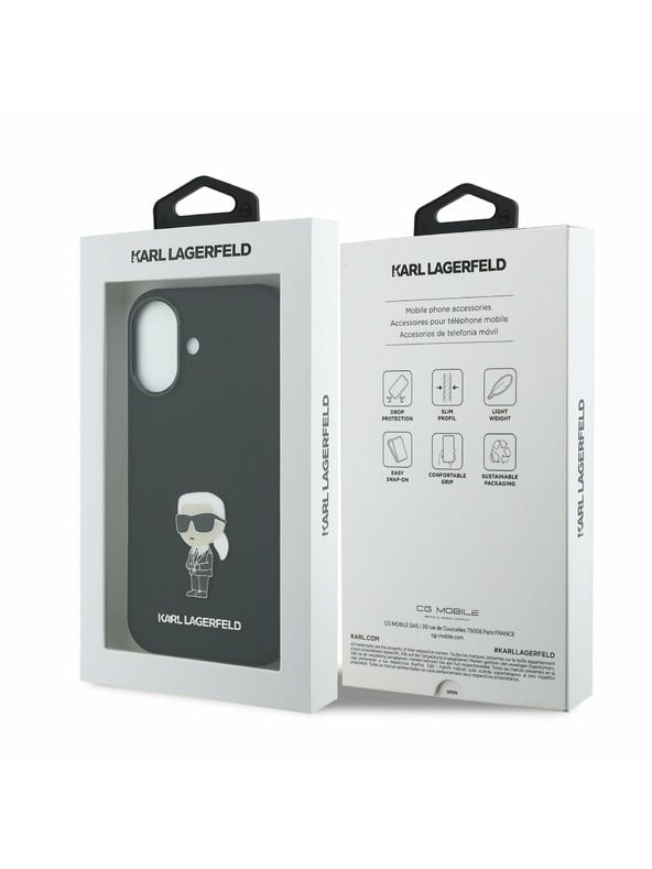 Karl Lagerfeld Karl Lagerfeld Liquid Silicone Metal Ikonik Stražnji Poklopac za iPhone 17 Black