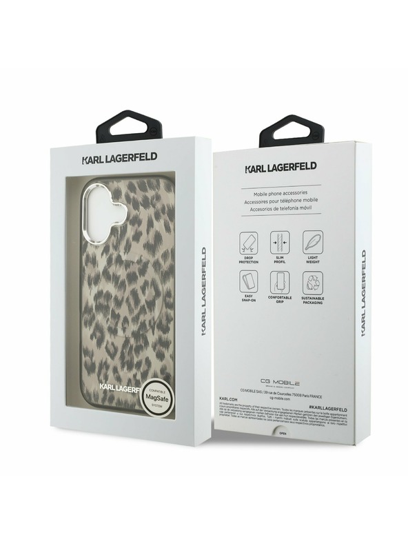 Karl Lagerfeld Karl Lagerfeld IML Leopard MagSafe Stražnji Poklopac za iPhone 17 Brown