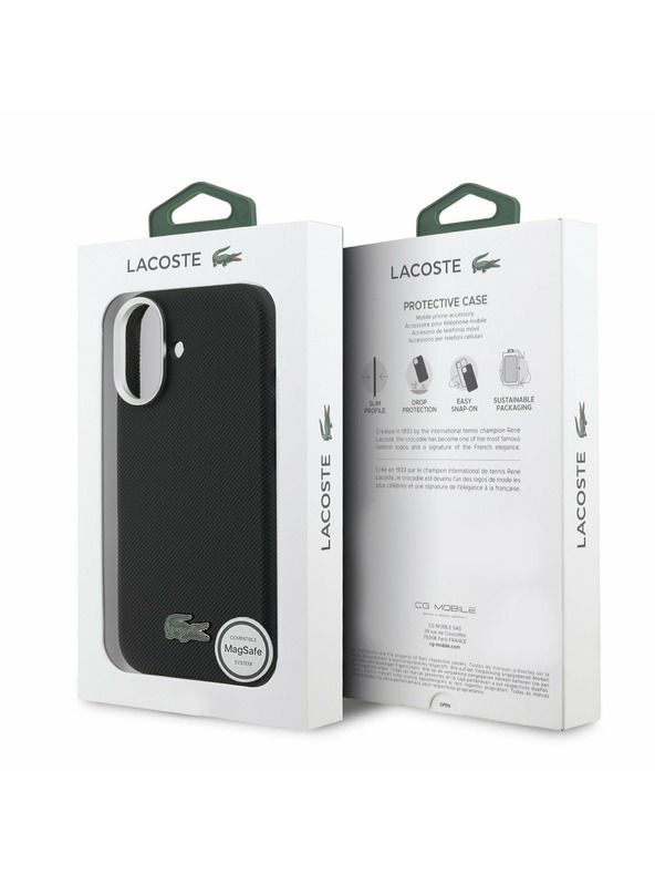 Lacoste Lacoste PVC Iconic Petit Pique Metal Logo MagSafe Stražnji Poklopac za iPhone 17 Black