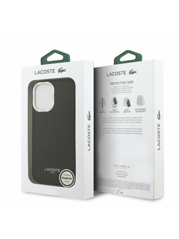 Lacoste Lacoste PU Leather Champs Elysees MagSafe Stražnji Poklopac za iPhone 17 Black