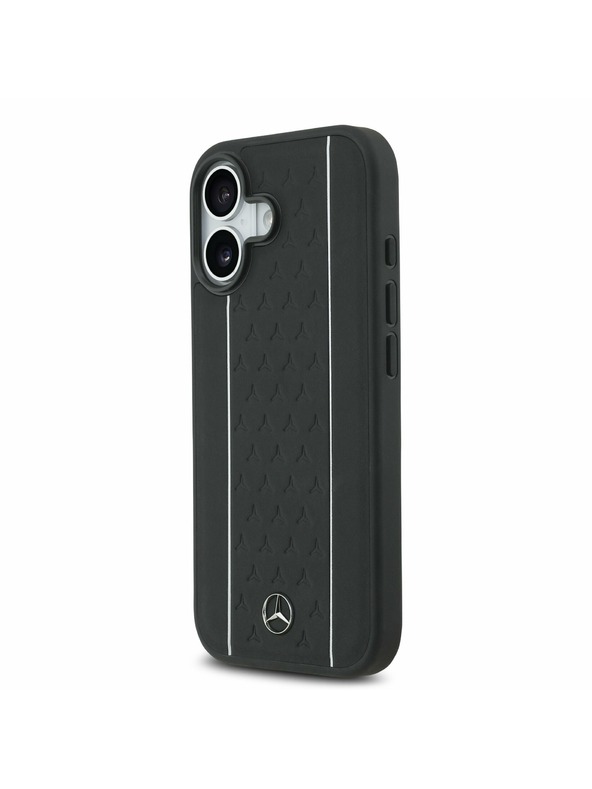 Mercedes Mercedes Leather Star Pattern and Stripes MagSafe Stražnji Poklopac za iPhone 17 Black/White
