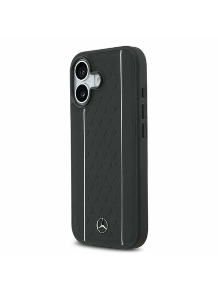 Mercedes Mercedes Leather Star Pattern and Stripes MagSafe Stražnji Poklopac za iPhone 17 Black/White