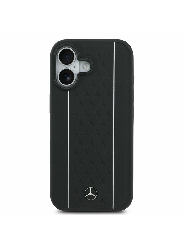 Mercedes Mercedes Leather Star Pattern and Stripes MagSafe Stražnji Poklopac za iPhone 17 Black/White