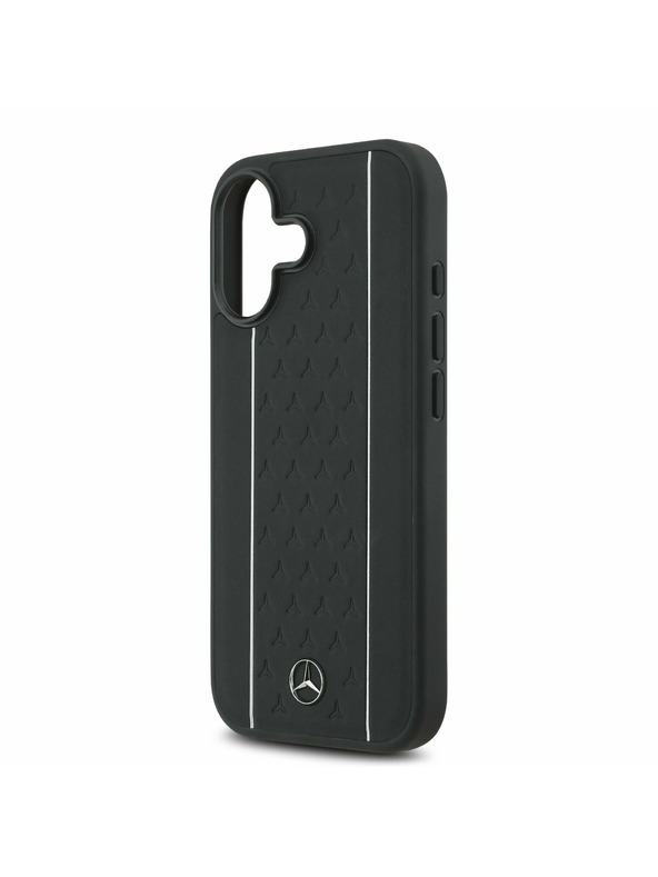 Mercedes Mercedes Leather Star Pattern and Stripes MagSafe Stražnji Poklopac za iPhone 17 Black/White