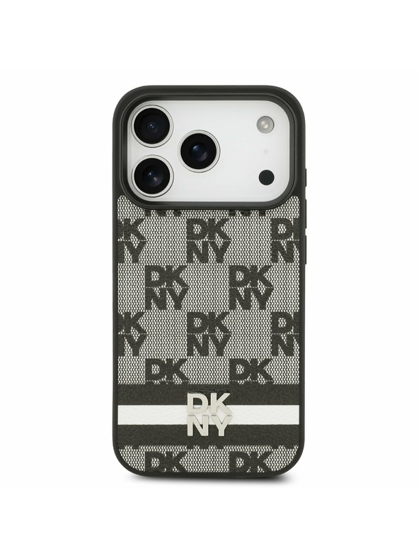 DKNY DKNY PU Leather Checkered Pattern and Stripe Stražnji poklopac za iPhone 17 Pro Black