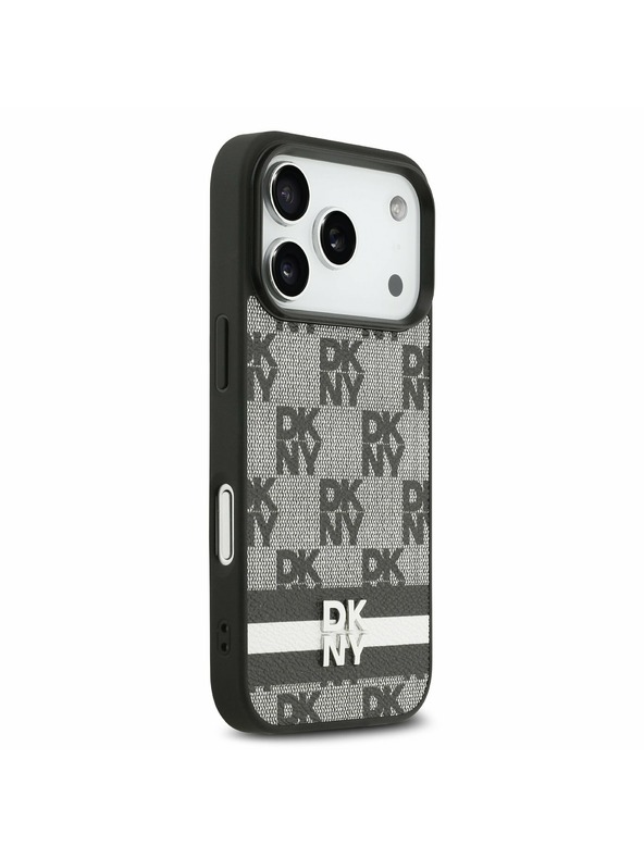 DKNY DKNY PU Leather Checkered Pattern and Stripe Stražnji poklopac za iPhone 17 Pro Black