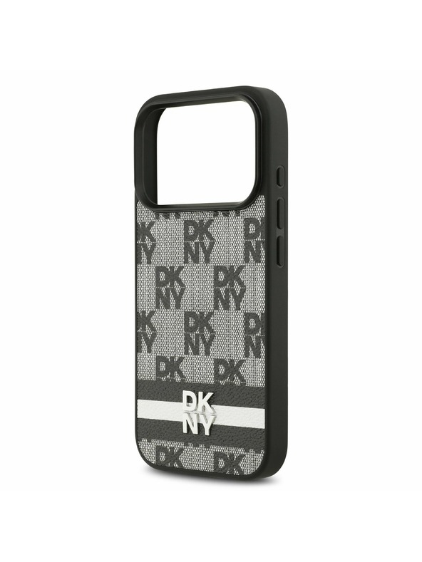 DKNY DKNY PU Leather Checkered Pattern and Stripe Stražnji poklopac za iPhone 17 Pro Black
