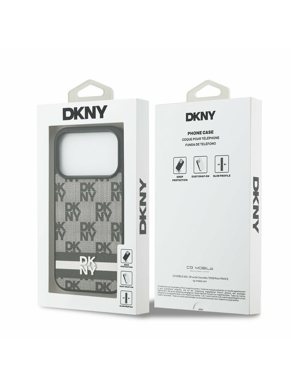 DKNY DKNY PU Leather Checkered Pattern and Stripe Stražnji poklopac za iPhone 17 Pro Black