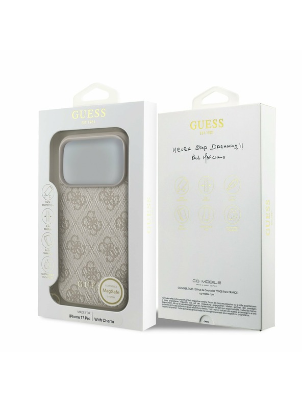 Guess Guess 4G Charm MagSafe Stražnji poklopac za iPhone 17 Pro Tone on Tone Pink