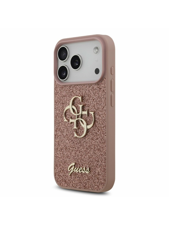 Guess Guess PU Fixed Glitter 4G Metal Logo Stražnji poklopac za iPhone 17 Pro Pink