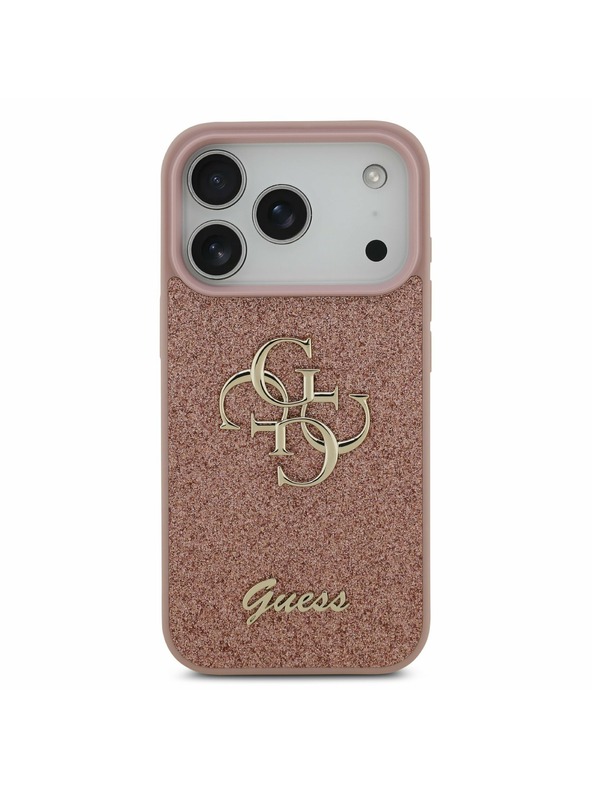 Guess Guess PU Fixed Glitter 4G Metal Logo Stražnji poklopac za iPhone 17 Pro Pink