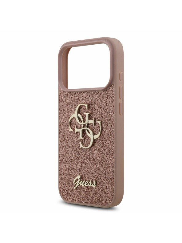 Guess Guess PU Fixed Glitter 4G Metal Logo Stražnji poklopac za iPhone 17 Pro Pink