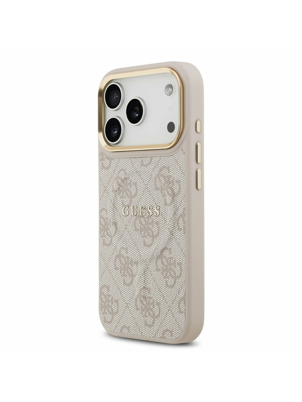 Guess Guess PU Leather 4G Gold Frame MagSafe Stražnji poklopac za iPhone 17 Pro Pink