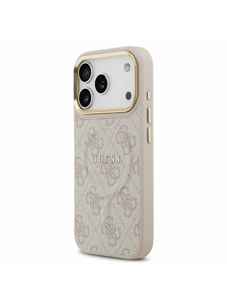 Guess Guess PU Leather 4G Gold Frame MagSafe Stražnji poklopac za iPhone 17 Pro Pink