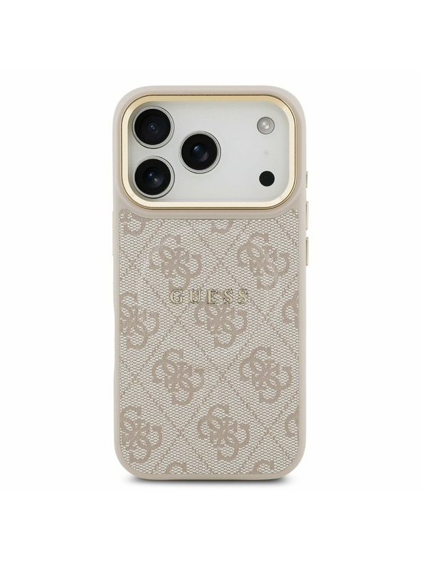 Guess Guess PU Leather 4G Gold Frame MagSafe Stražnji poklopac za iPhone 17 Pro Pink