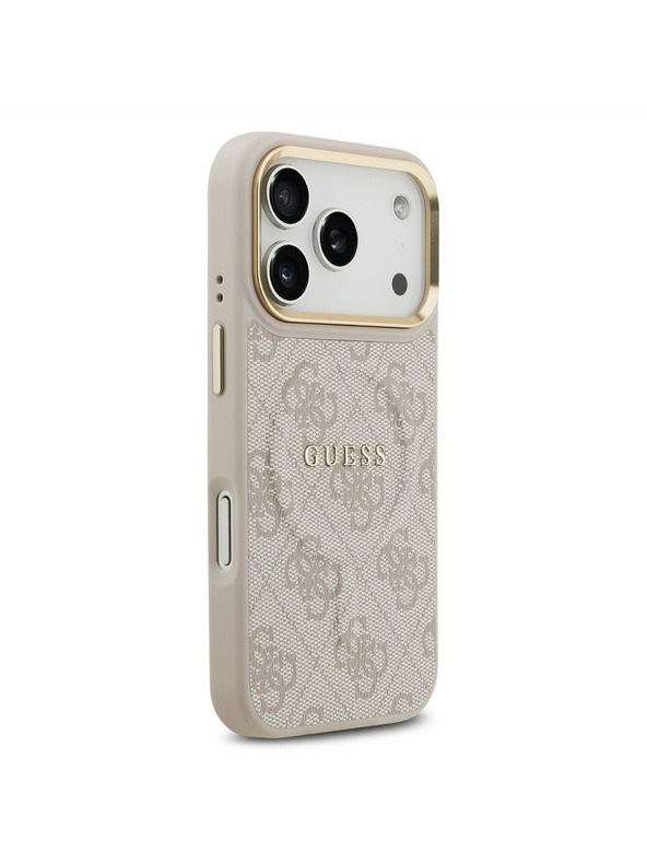 Guess Guess PU Leather 4G Gold Frame MagSafe Stražnji poklopac za iPhone 17 Pro Pink
