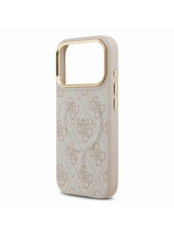 Guess Guess PU Leather 4G Gold Frame MagSafe Stražnji poklopac za iPhone 17 Pro Pink