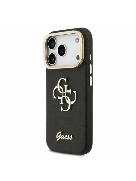 Guess Guess PU Grained 4G Logo Stand Camera Frame Stražnji poklopac za iPhone 17 Pro Black