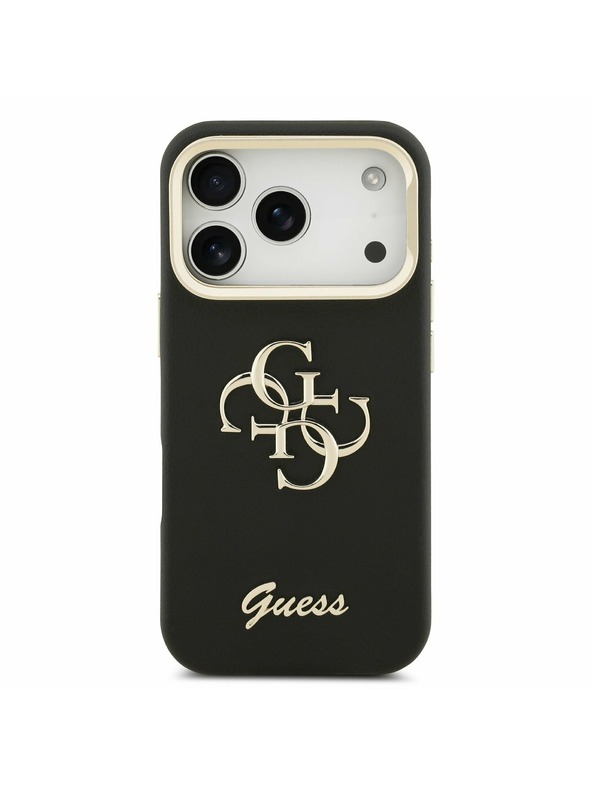 Guess Guess PU Grained 4G Logo Stand Camera Frame Stražnji poklopac za iPhone 17 Pro Black
