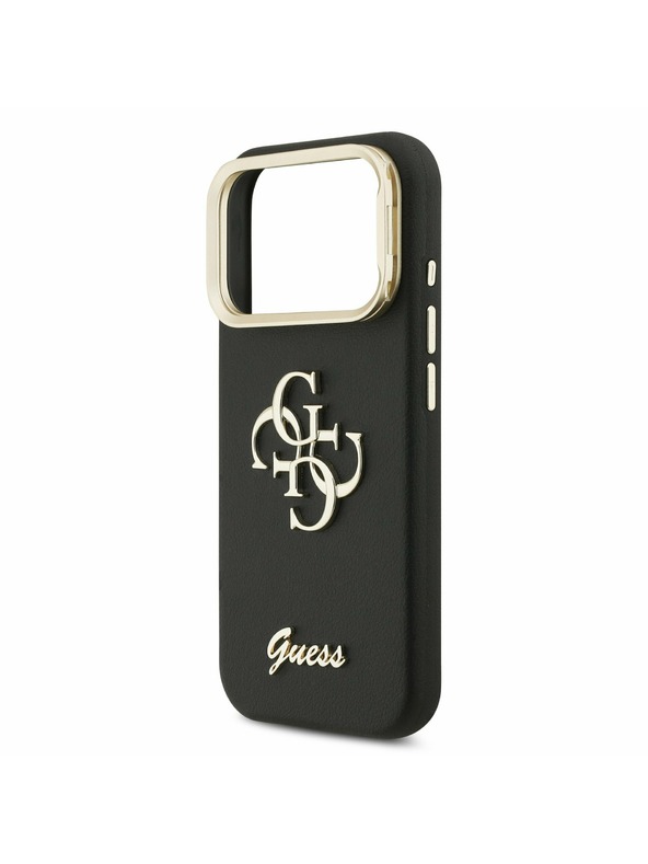 Guess Guess PU Grained 4G Logo Stand Camera Frame Stražnji poklopac za iPhone 17 Pro Black