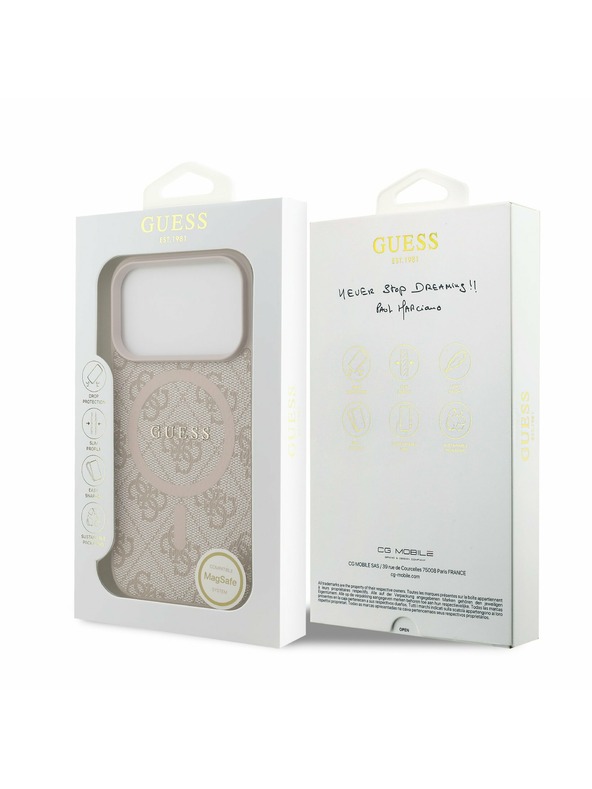 Guess Guess PU Leather 4G Colored Ring MagSafe Stražnji poklopac za iPhone 17 Pro Pink