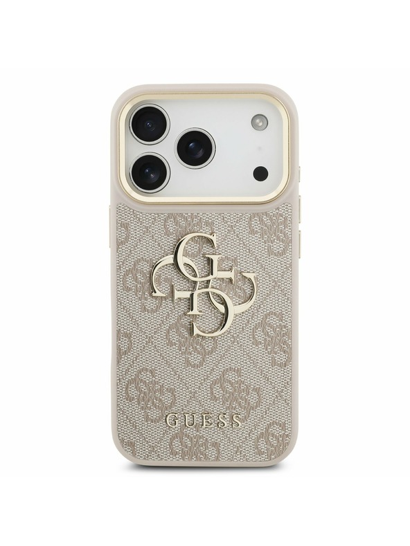 Guess Guess PU Leather 4G Metal Logo Gold Frame Stražnji poklopac za iPhone 17 Pro Pink