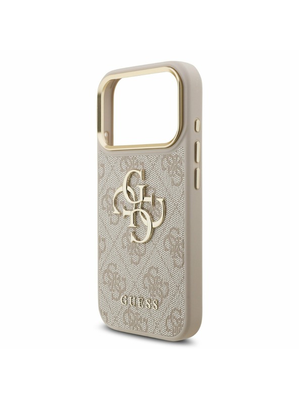 Guess Guess PU Leather 4G Metal Logo Gold Frame Stražnji poklopac za iPhone 17 Pro Pink