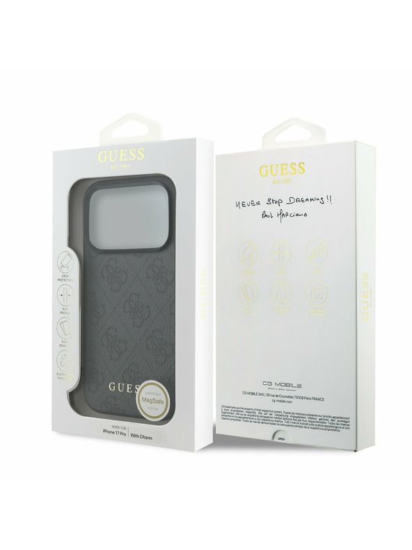 Guess Guess 4G Charm MagSafe Stražnji poklopac za iPhone 17 Pro Tone on Tone Grey