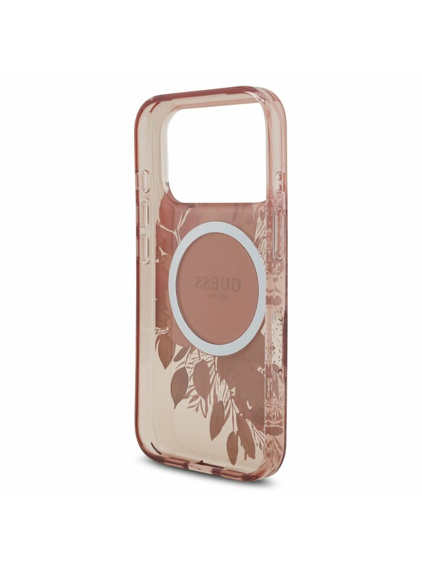 Guess Guess IML Flowers Strap MagSafe Stražnji poklopac za iPhone 17 Pro Pink
