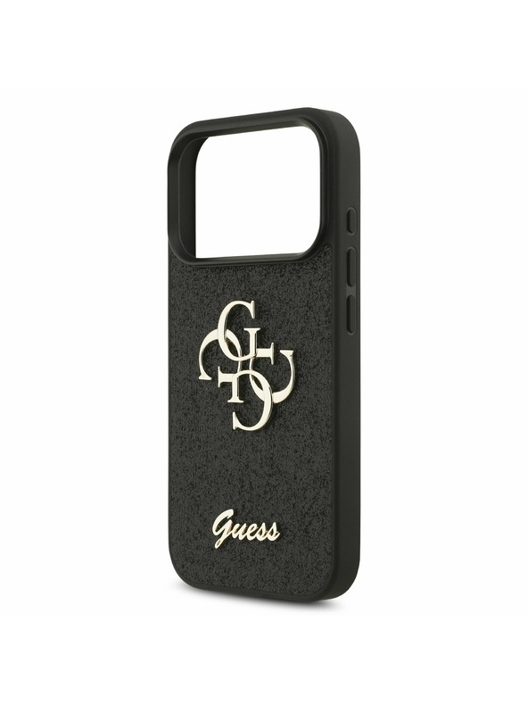 Guess Guess PU Fixed Glitter 4G Metal Logo Stražnji poklopac za iPhone 17 Pro Black