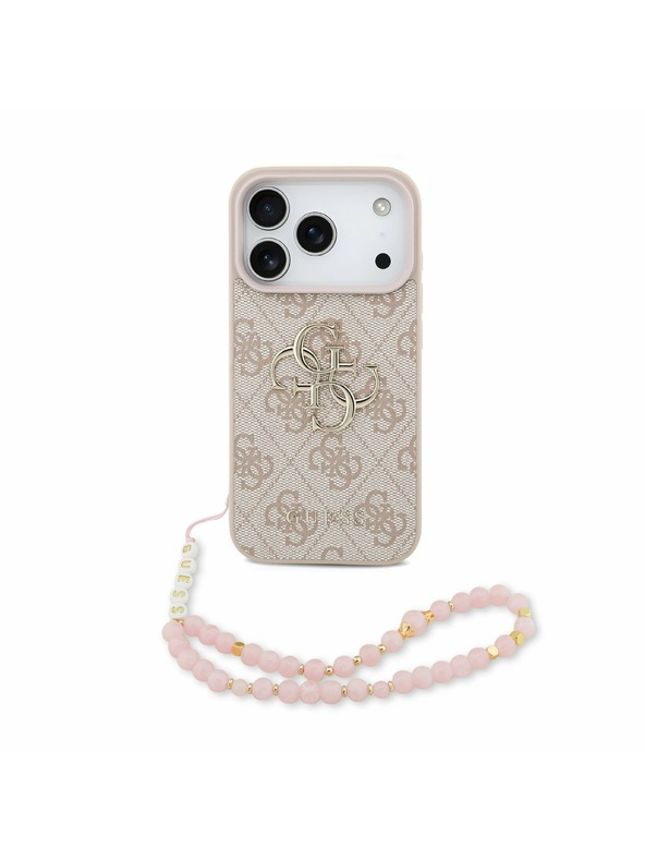 Guess Guess PU 4G Metal Logo Strap Stražnji poklopac za iPhone 17 Pro Pink