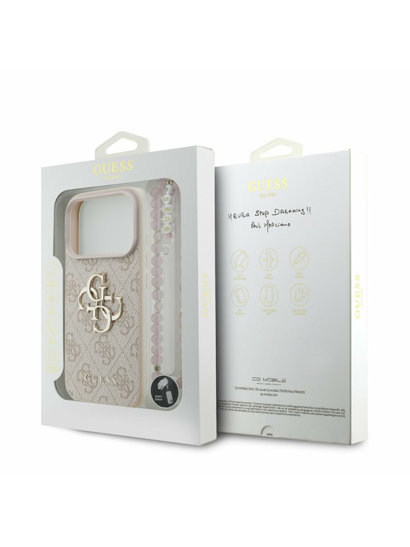 Guess Guess PU 4G Metal Logo Strap Stražnji poklopac za iPhone 17 Pro Pink