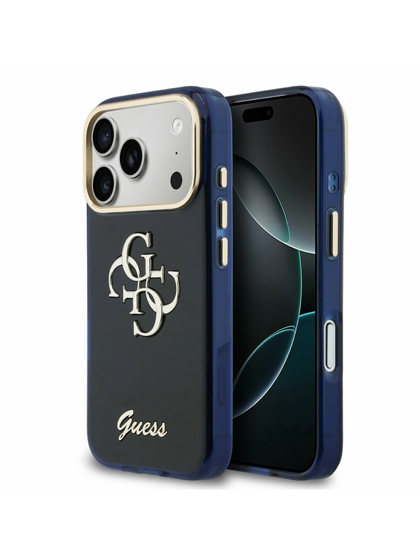 Guess Guess IML 4G Script Metal Logo Stražnji poklopac za iPhone 17 Pro Blue