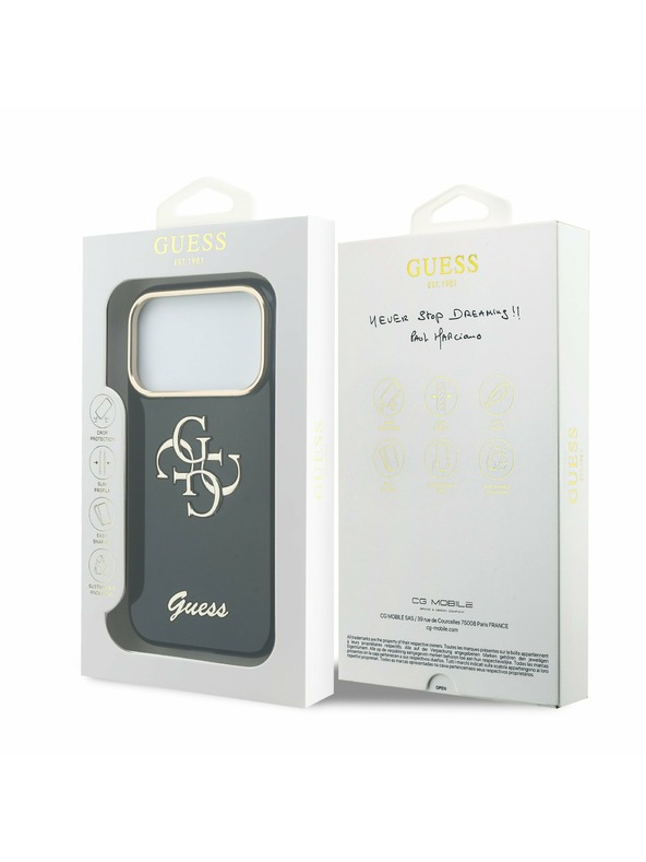 Guess Guess IML 4G Script Metal Logo Stražnji poklopac za iPhone 17 Pro Blue